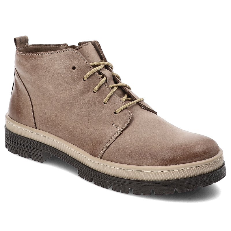 Beżowe Trzewiki Wasak Stylowe Obuwie Damskie Ze Skóry Naturalnej