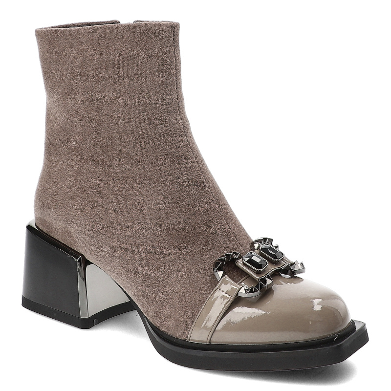 Beżowe Botki S.Barski Eleganckie Obuwie Damskie Na Obcasie