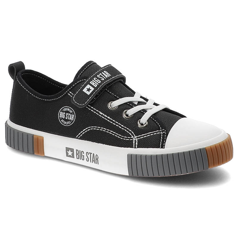 Trampki damskie Big Star, materiałowa cholewka zapięcie na rzep lekka podeszwa, czarny, KK374010