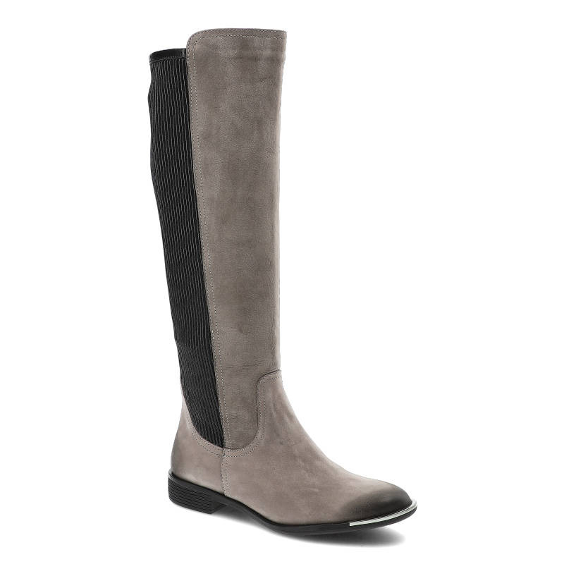 Kozaki damskie Chebello, eleganckie i ze skóry naturalnej, szare, 2100_013-035-POL-S05