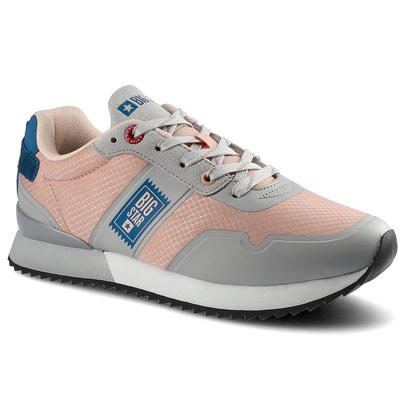 Sneakersy damskie Big Star, sznurowany fason cholewka z materiałów łączonych – tekstylna z elementami syntetycznymi sportowa bryła niska cholewka prz