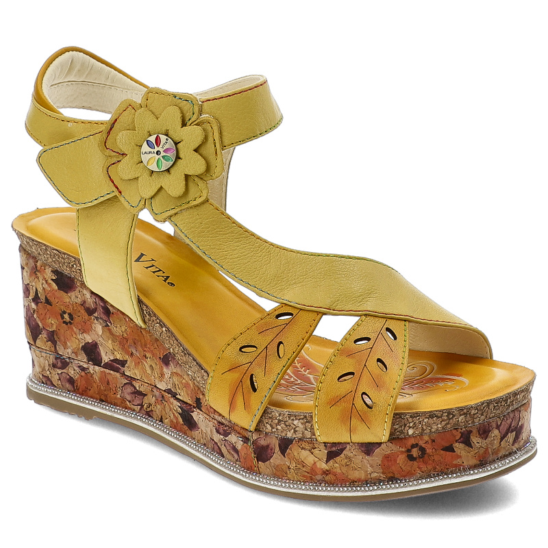 Żółte Sandały Laura Vita Eleganckie Obuwie Damskie