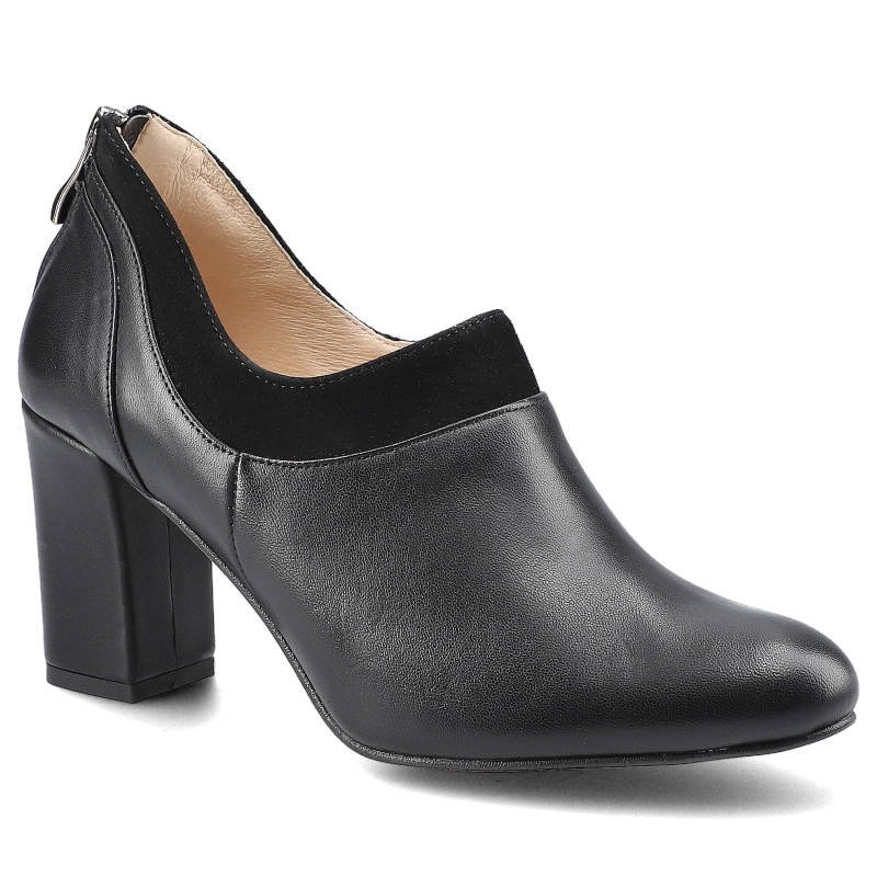Półbuty damskie Damiss, naturalna skóra licowa z zabudowaną cholewką z elastyczną wstawką przy podbiciu oraz stabilnym obcasem o średniej wysokości,