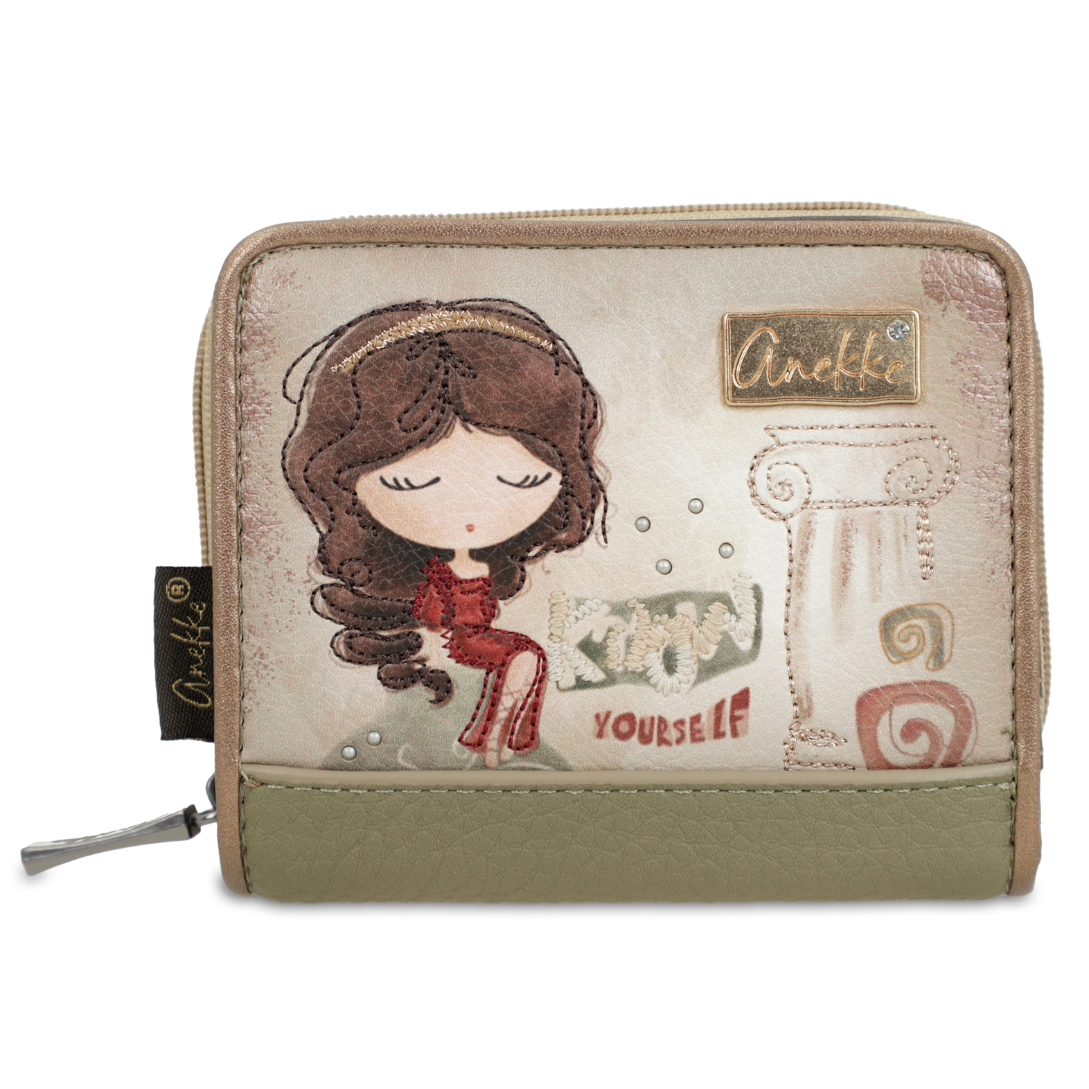 Portfel damski Anekke, z bezpiecznym zapięciem na suwak i miejscem na karty, multikolor, 42709-903