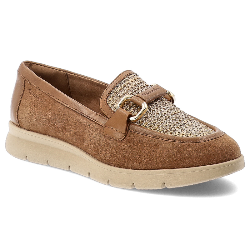 Brązowe Półbuty Tamaris Modne Obuwie Damskie Ze Skóry Naturalnej