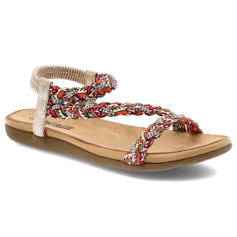 Sandały damskie Artiker, wygodne lekkie materiałowe z profilowanymi wkładkami wsuwane, złote, 56C1272