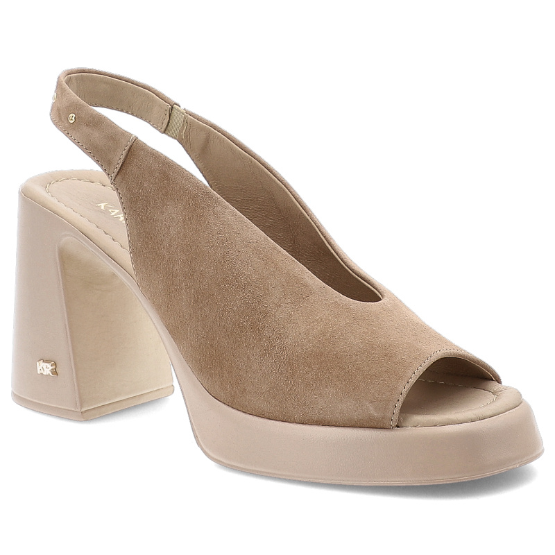 Beżowe Sandały Karino Stylowe Obuwie Damskie Na Obcasie