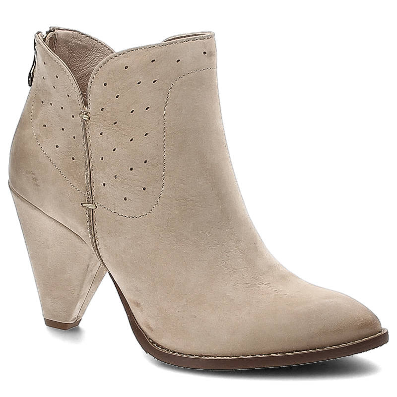 Botki damskie Carinii, eleganckie i na obcasie, beżowe, B5082_N48-000-000-D31