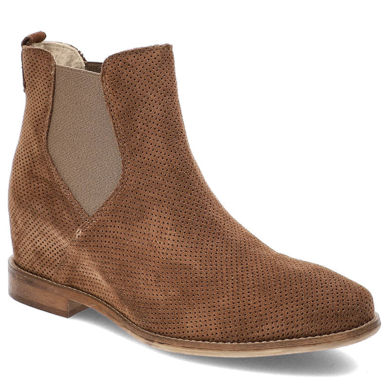 Botki damskie Gamis, wsuwane z gumką i na płaskiej podeszwie, brązowe, 3639-A52