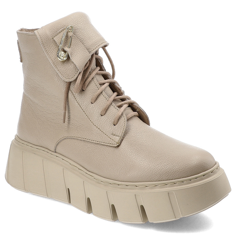 Beżowe Botki Armodo Modne Obuwie Damskie