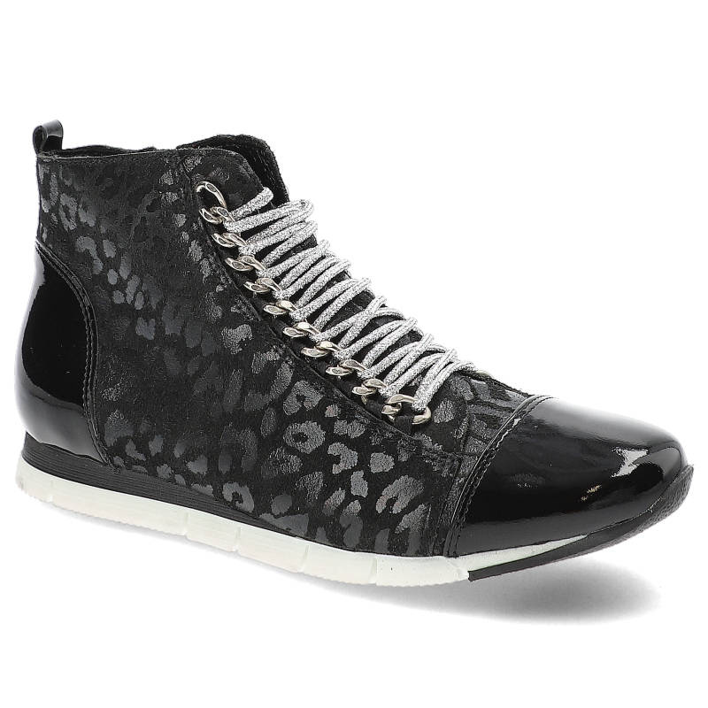 Botki damskie Carinii, płaskie i zapinane na suwak, czarne, B3333-_-037-F98-000-B11