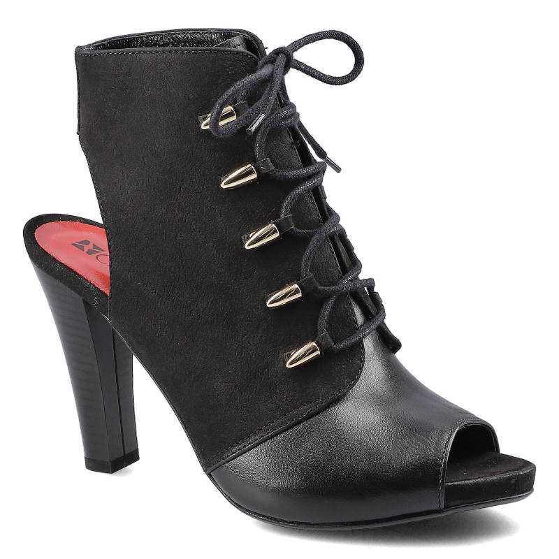 Botki damskie Carinii, eleganckie na wysokim obcasie, czarne, B3329-OC_-G41-360-000-953