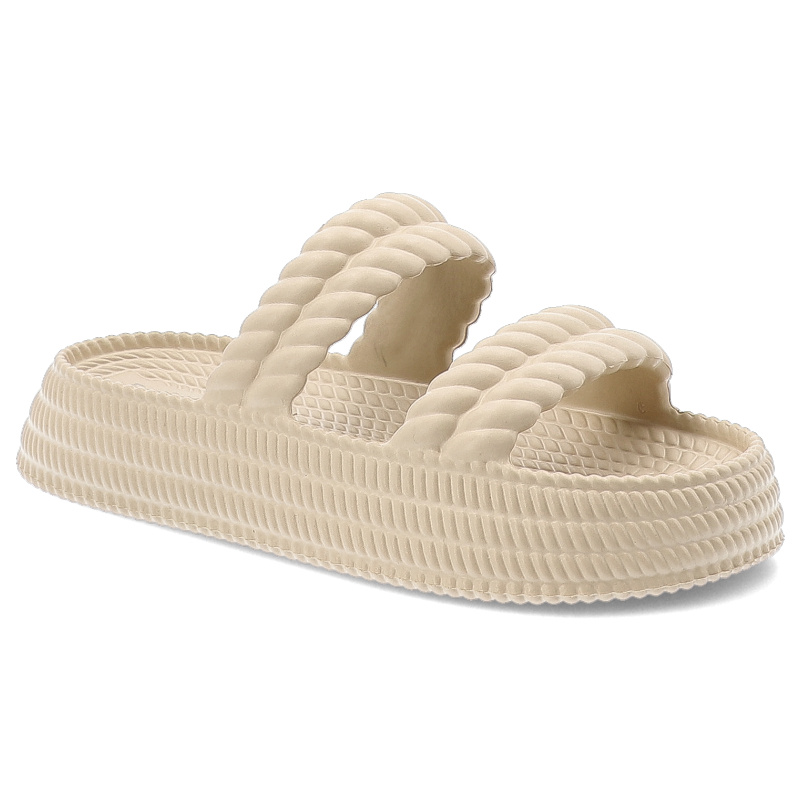 Beżowe Klapki S.Barski Modne Obuwie Damskie