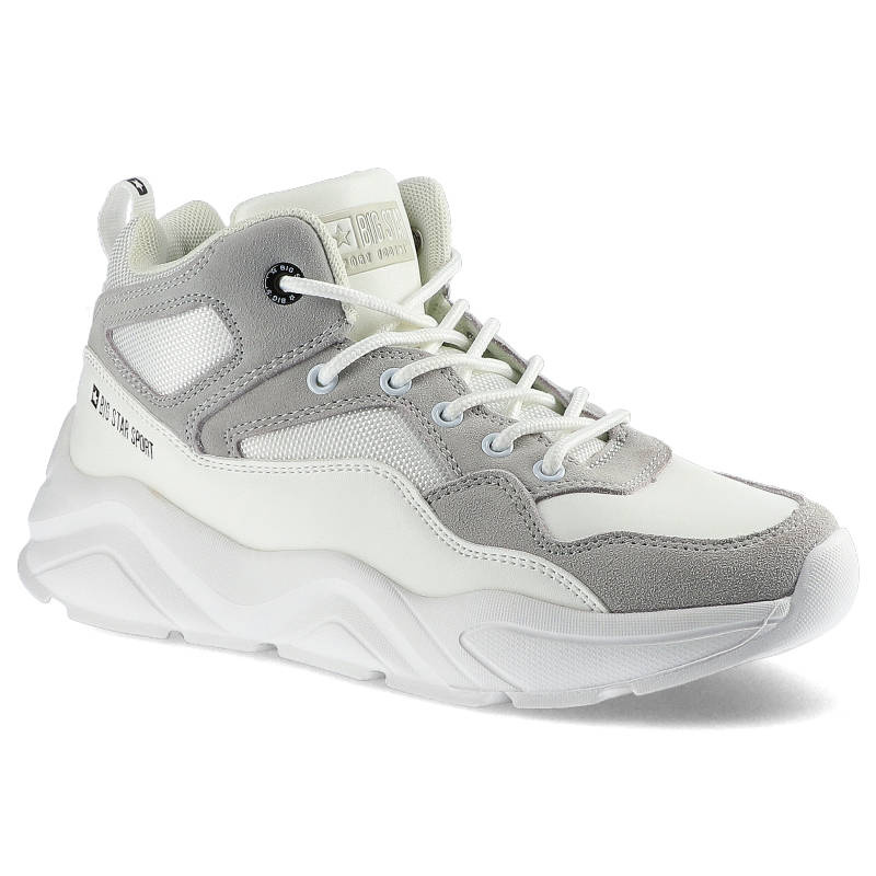 Sneakersy damskie Big Star, wykonane z połączenia materiału tekstylnego i syntetycznego z wysoką cholewką klasycznym sznurowaniem oraz grubą profilow