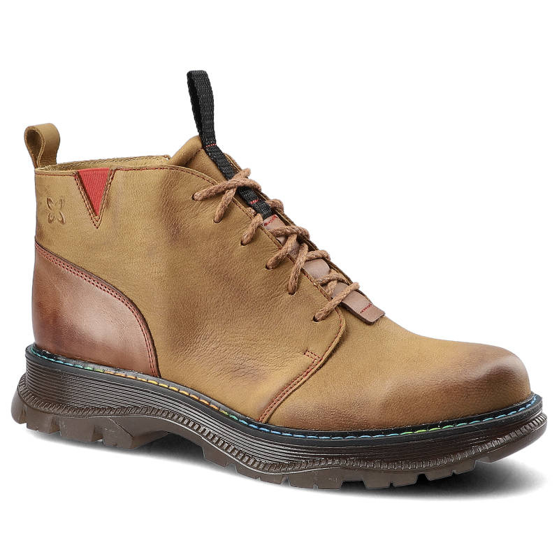 Trzewiki damskie Maciejka, sznurowany fason podwyższona cholewka solidna konstrukcja gruba podeszwa z bieżnikiem wzmocniona pięta i nosek, rudy, 0480