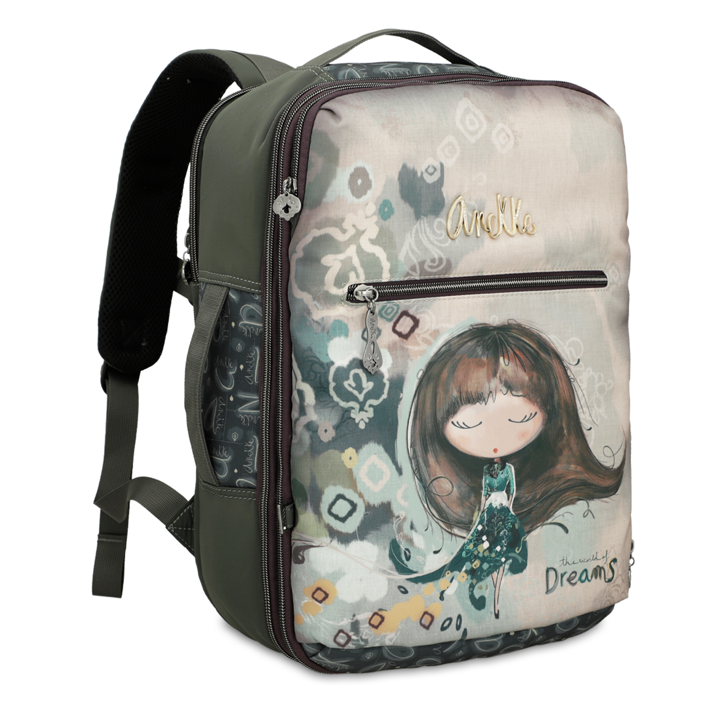 Plecak damski Anekke, duży pojemnty z wzorami z regulowanymi szelkami z 2 komorami, kolorowy, 41575-012