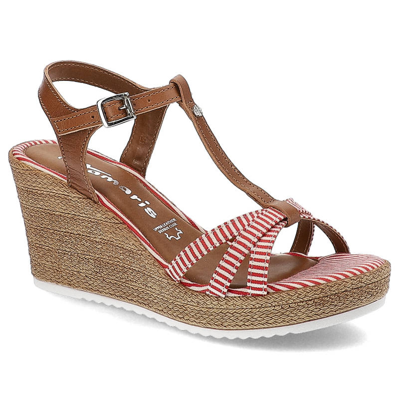 Sandały damskie Tamaris, z regulowanymi paskami zapewniającymi dopasowanie oraz lekką podeszwą, koniakowe, 1-28380-22-392