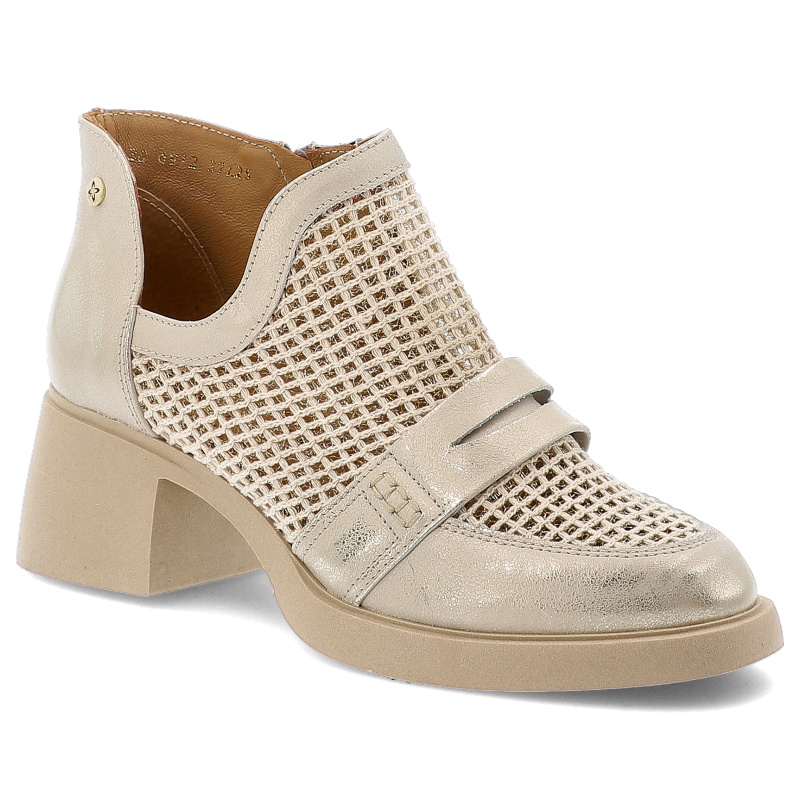 Beżowe Botki Maciejka Stylowe Obuwie Damskie Na Obcasie