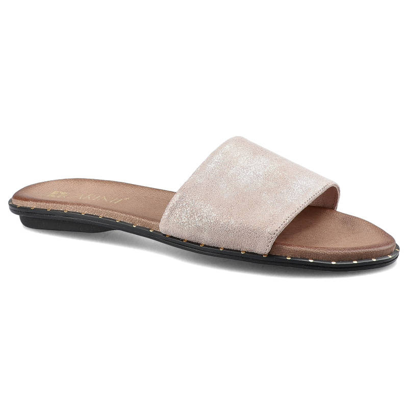 Klapki damskie Carinii, wsuwane na płaskiej podeszwie, różowo-złote, S4472_-420-180-000-971