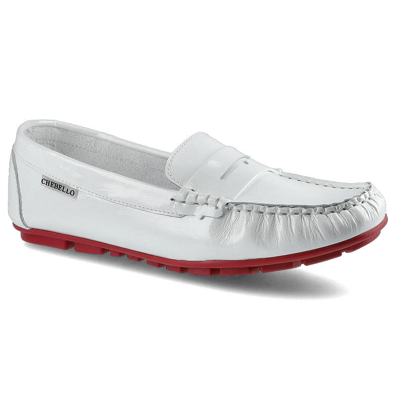 Mokasyny damskie Chebello, naturalna skóra licowa z charakterystycznym przeszyciem mokasynowym paskiem na podbiciu oraz elastyczną podeszwą z kontras