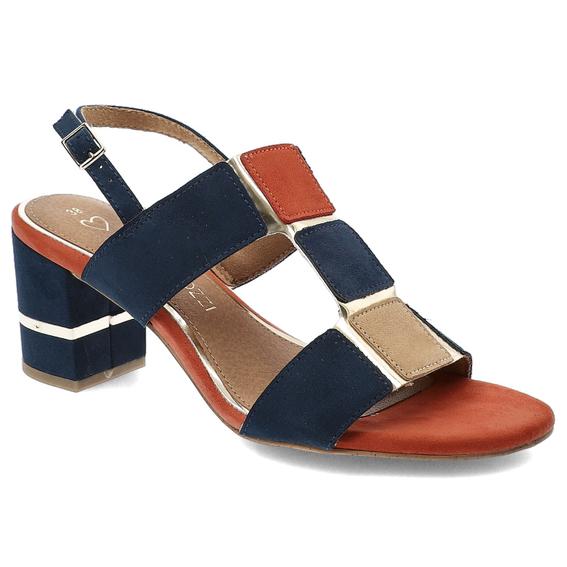 Granatowe Sandały Marco Tozzi Eleganckie Obuwie Damskie
