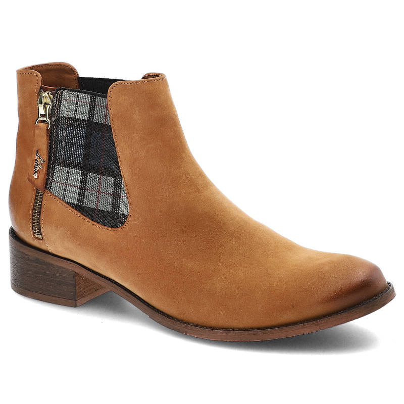 Botki damskie Libero, naturalna skóra typu nubuk z suwakiem z boku i na płaskiej podeszwie, rude, 118519