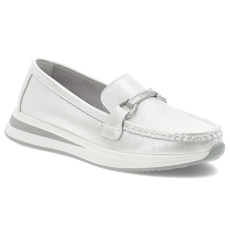 Srebrne Mokasyny S.Barski Eleganckie Wsuwane Obuwie Damskie
