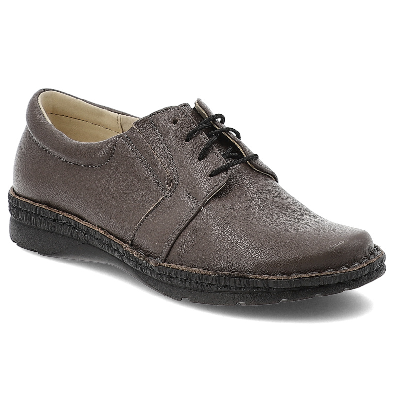 Półbuty damskie Wasak, skórzane na płaskim obcasie z okrągłym noskiem wygodne miękkie wkładki, brązowe, 537