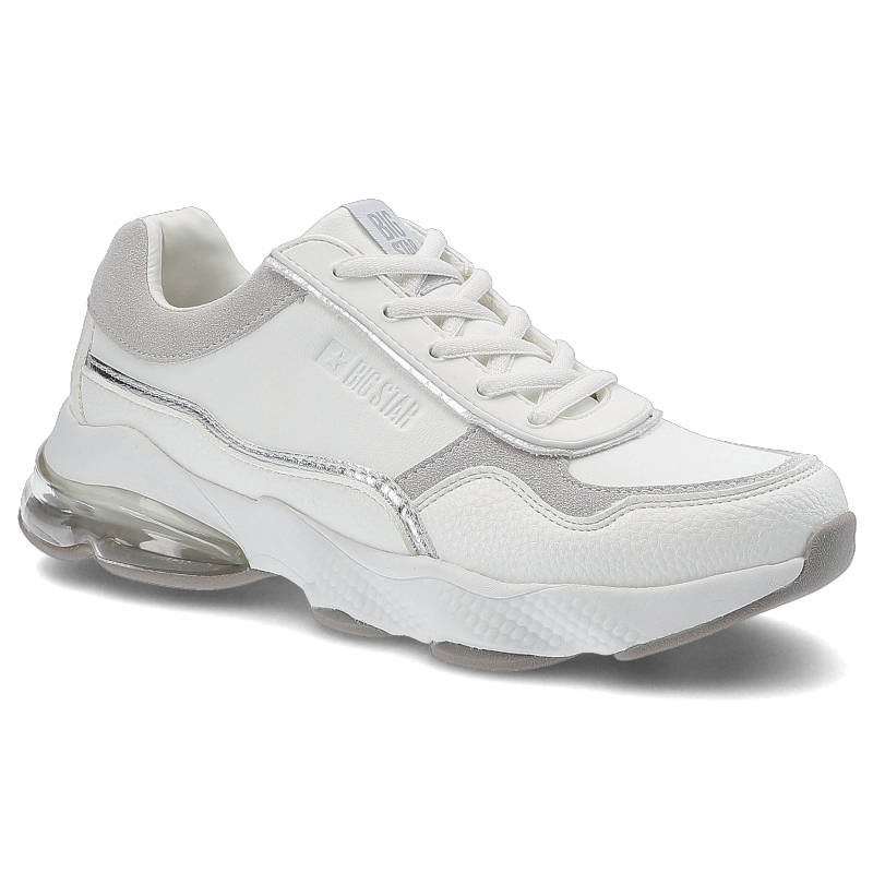 Sneakersy damskie Big Star, cholewka wykonana z wysokiej jakości skóry syntetycznej sportowe sznurowanie, białe, II274178