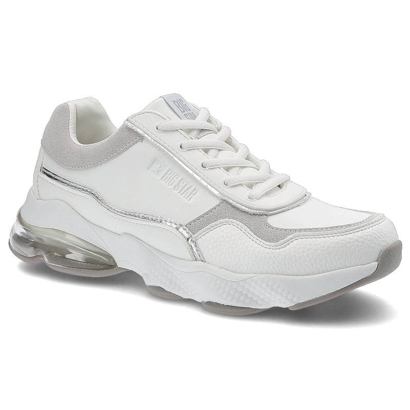 Sneakersy damskie Big Star, cholewka wykonana z wysokiej jakości skóry syntetycznej sportowe sznurowanie, białe, II274178