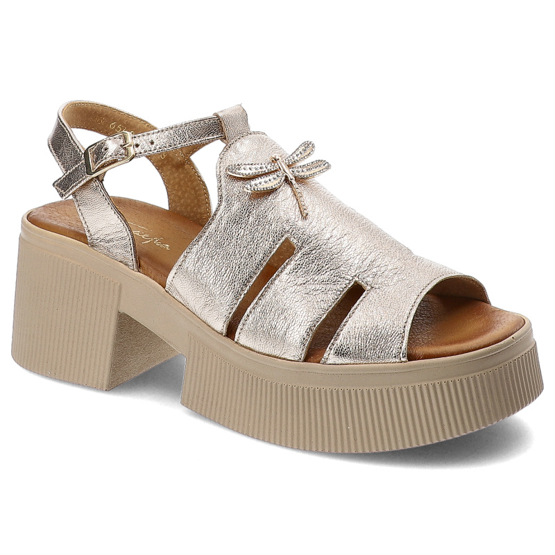 Złote Sandały Maciejka Eleganckie Obuwie Damskie