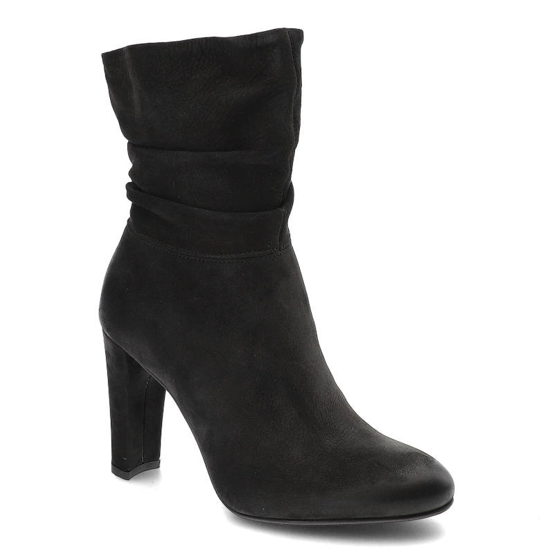 Botki damskie Carinii, wysokie skórzane i na obcasie, czarne, B3079-360-000-PSK-B30