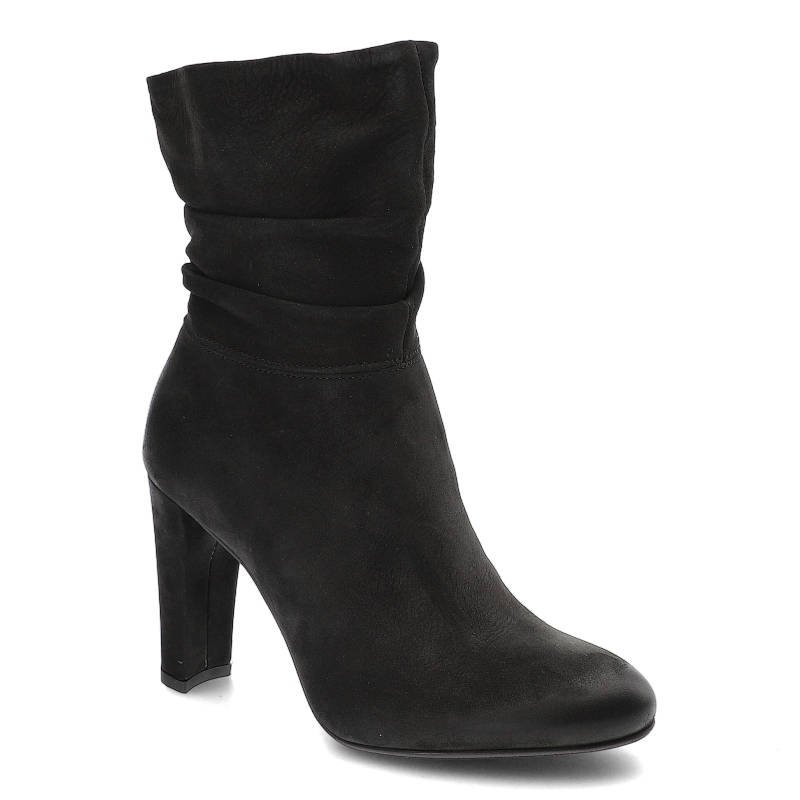Botki damskie Carinii, wysokie skórzane i na obcasie, czarne, B3079-360-000-PSK-B30