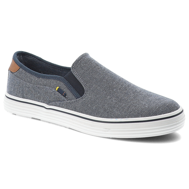 Tenisówki męskie Wrangler, wsuwane materiałowe na płaskiej podeszwie z gumką, szare, 20251031