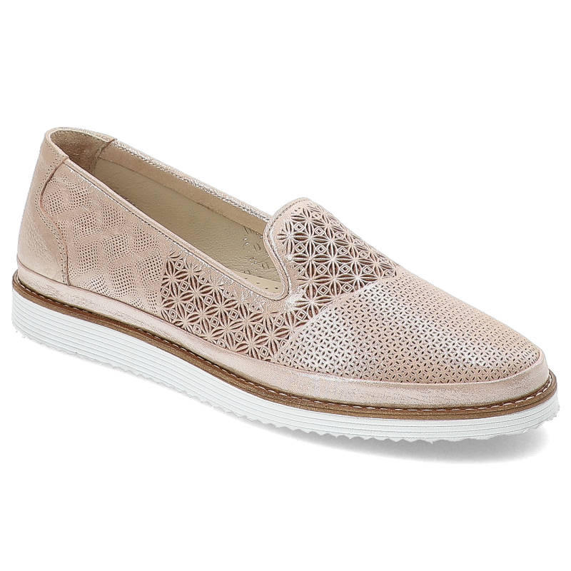 Baleriny damskie Lanqier, wsuwane i na płaskiej podeszwie, pudrowe, 42C2511