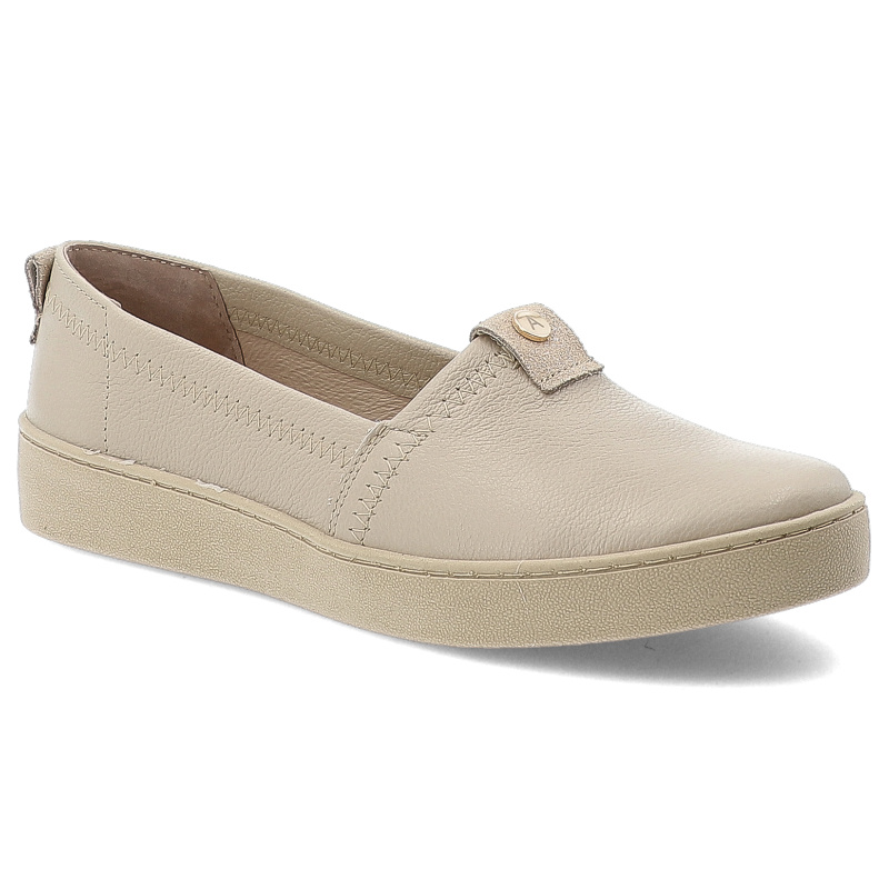 Beżowe Półbuty Armodo Stylowe Wsuwane Obuwie Damskie