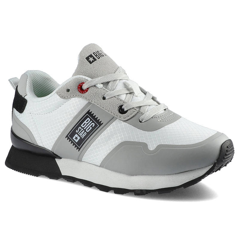 Sneakersy damskie Big Star, skóra ekologiczna z elementami syntetycznymi w jasnej kolorystyce z klasycznym sznurowaniem wzmocnioną strefą palców oraz