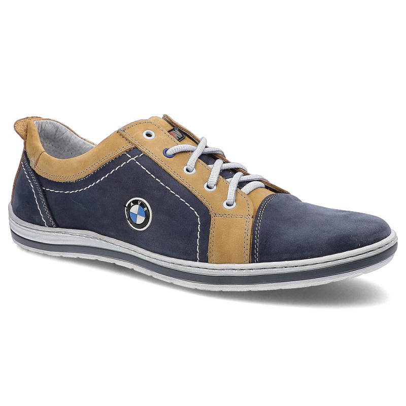 Półbuty męskie Avanti, sznurowany fason niska cholewka łączone materiały elastyczna lekka podeszwa wygodne dopasowanie, niebiesko-żółte, 422-07