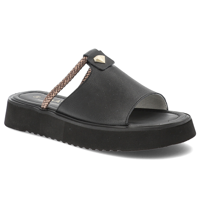 Czarne Klapki S.Barski Modne Obuwie Damskie