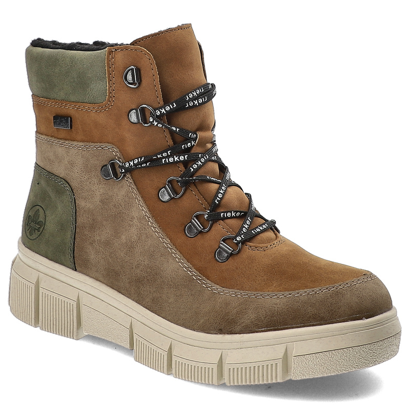 Brązowe Botki Rieker Modne Obuwie Damskie Z Futerkiem