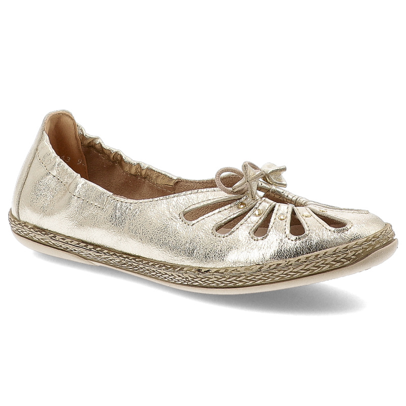 Złote Baleriny Armodo Modne Obuwie Damskie