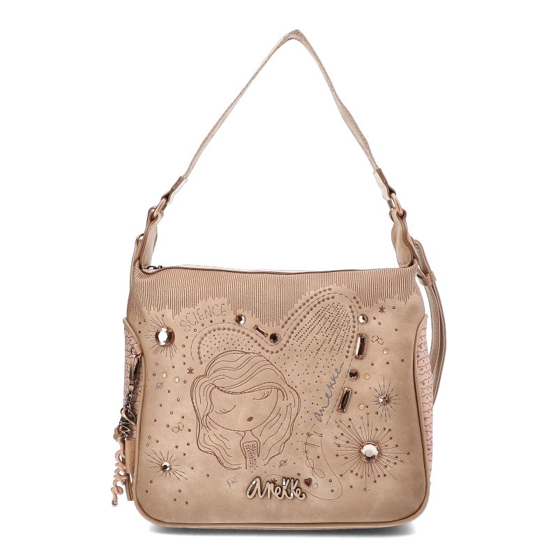 Beżowa Elegancka Torebka Damska Na Ramię Anekke Z Laleczką