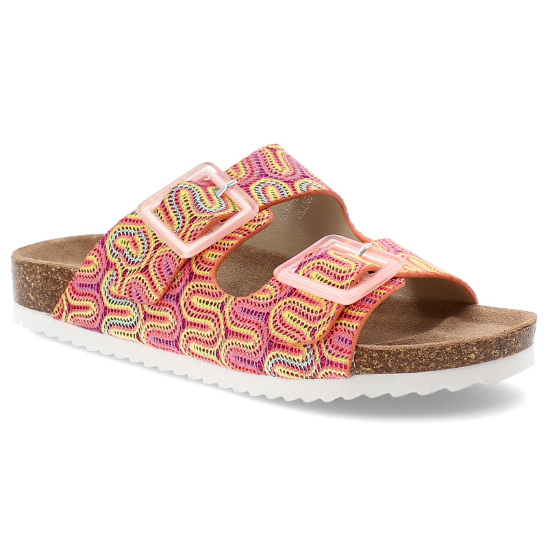 Pomarańczowe Klapki S.Barski Stylowe Neonowe Obuwie Damskie