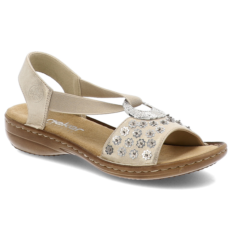 Beżowe Sandały Rieker Eleganckie Obuwie Damskie