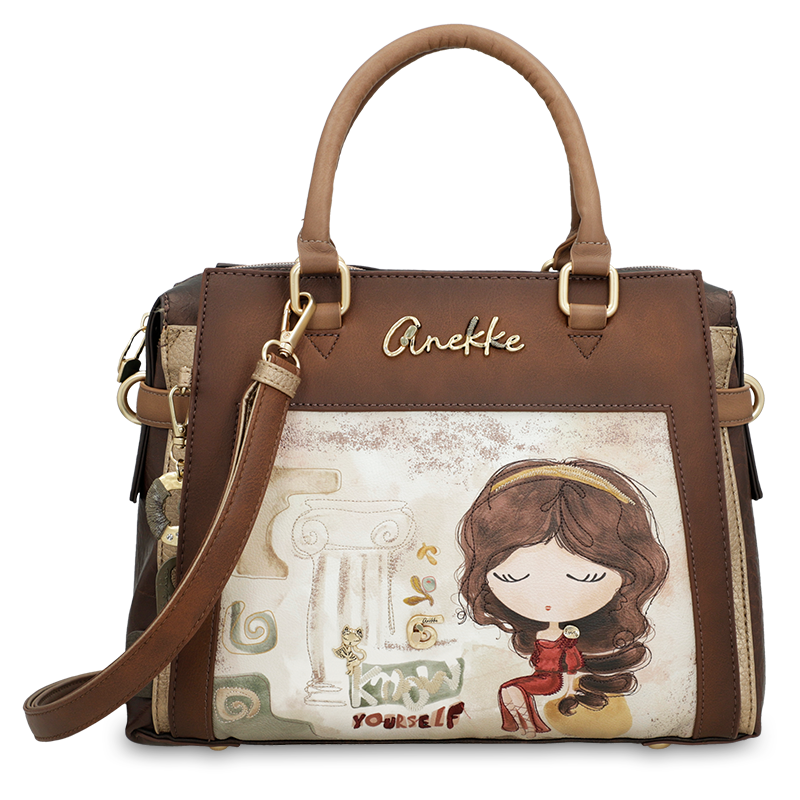Torebka damska Anekke, do ręki i na ramię z odpinanym i regulowanym paskiem, brązowa, 42701-151