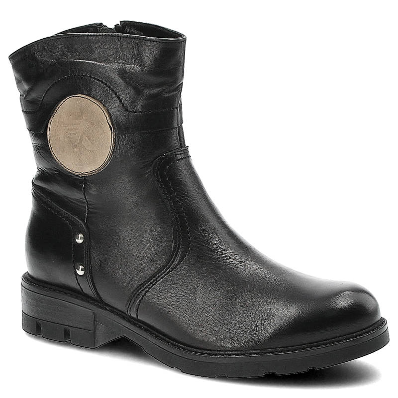 Botki damskie Karino, ocieplane i zapinane na suwak, czarne, 0913-003-M