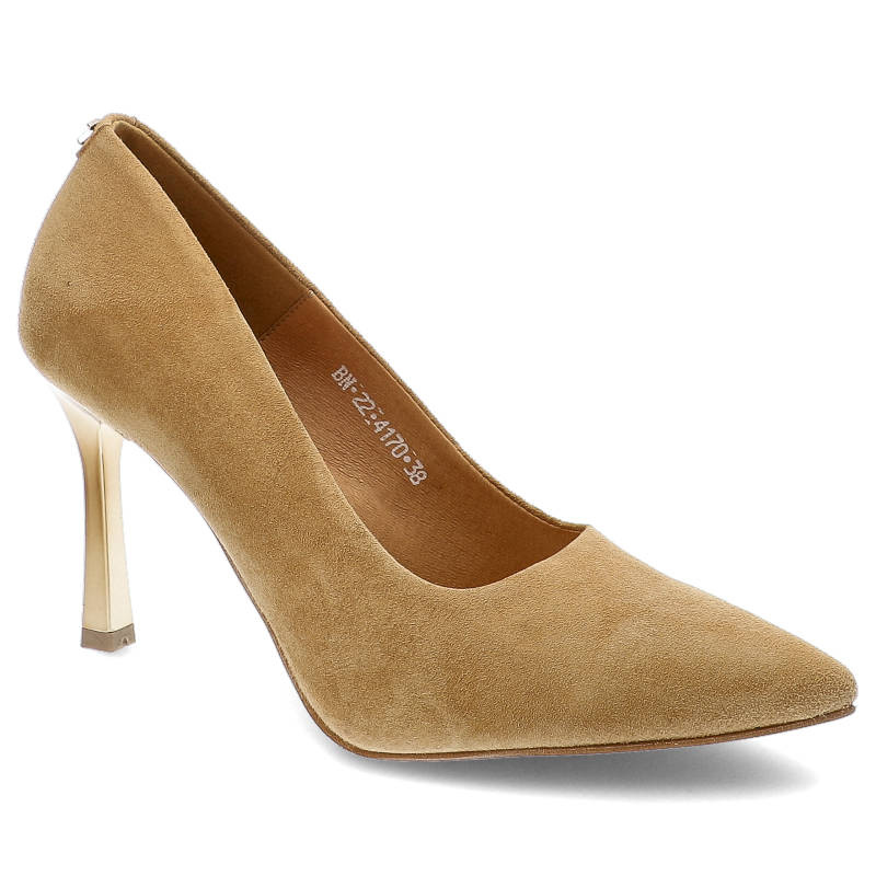 Beżowe Czółenka Karino Eleganckie Skórzane Buty