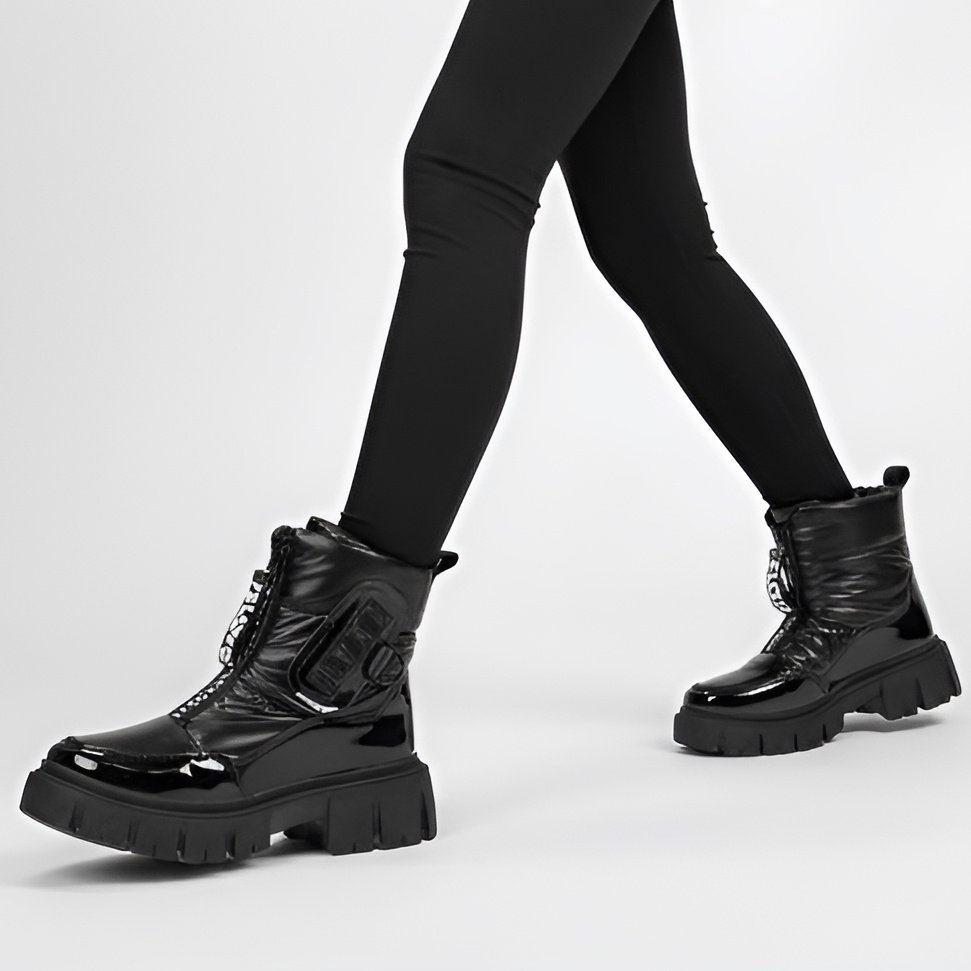 Śniegowce damskie Filippo, ocieplane futerkiem na płaskim obcasie z tworzywa, czarne, DBT4960-25-BK