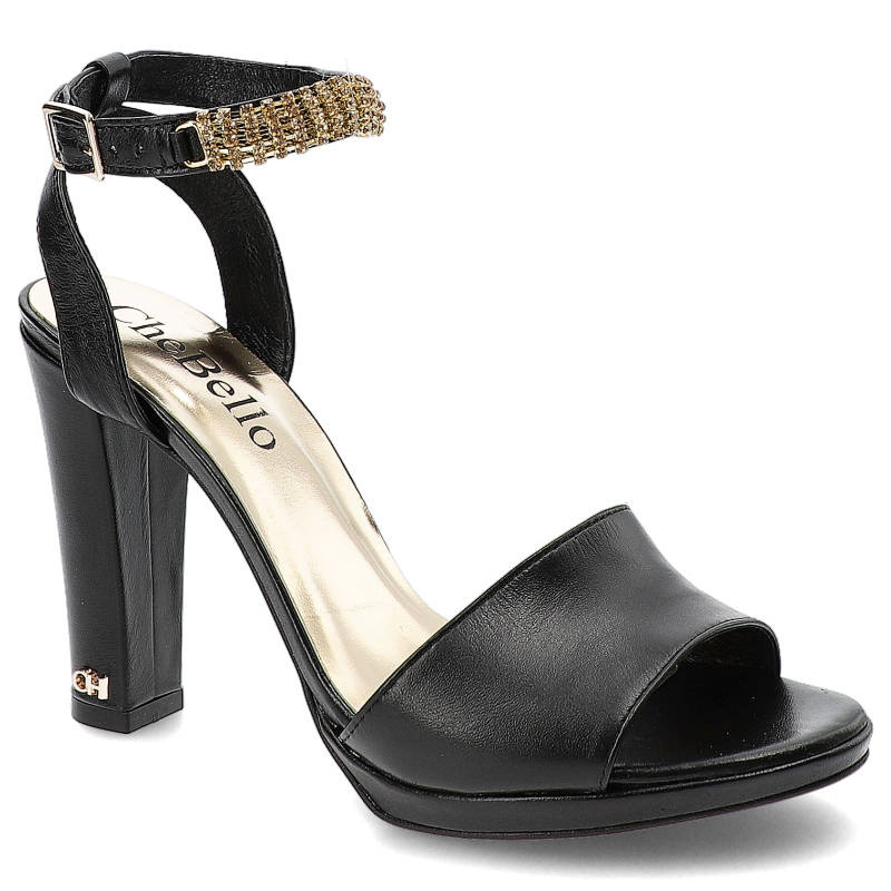 Czarne Sandały Chebello Stylowe Skórzane Buty