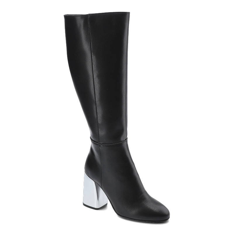 Kozaki damskie Grace, gładka cholewka o wysokim kroju prosty minimalistyczny design stabilny obcas, czarne, 2353